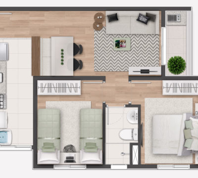 2 dorms (1 banho)