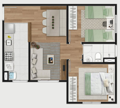 2 dorms (1 banho)