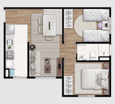 2 dorms (1 banho)