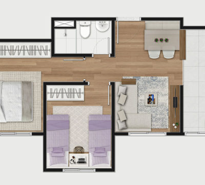 2 dorms (1 banho)
