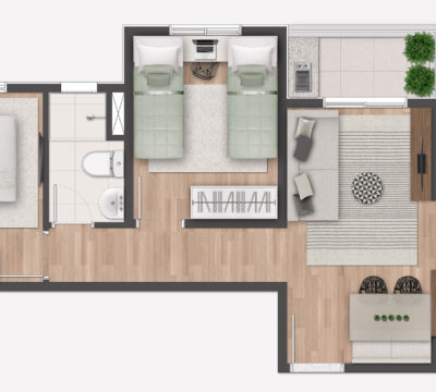 2 dorms (1 banho)