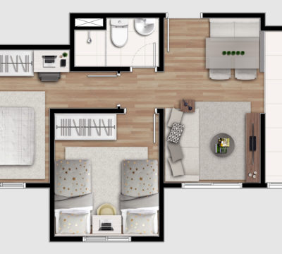 2 dorms (1 banho)