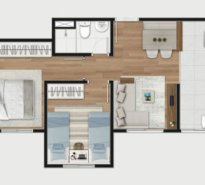 2 dorms (1 banho)