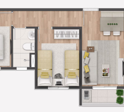 2 dorms (1 banho)