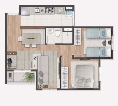 2 dorms (1 banho)