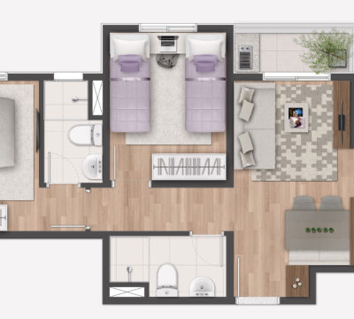 2 dorms (suíte)