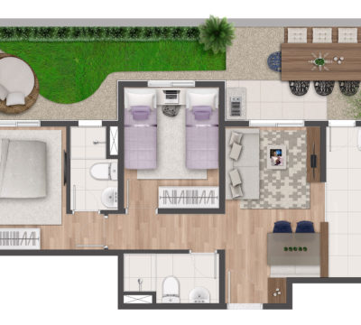 2 dorms (suíte) - Garden