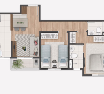 2 dorms (suíte)