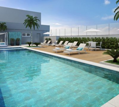 Piscina adulto e infantil com solarium